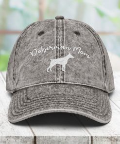 dobermann vintage baumwoll twill mütze hundeliebhaber papamütze, bestickte mütze 5519