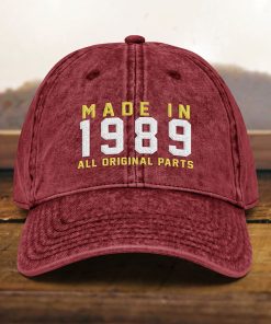 mütze zum 35. geburtstag vintage stil, bestickt, geboren 1989, baumwoll twill kappe 6140