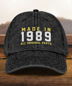 mütze zum 35. geburtstag vintage stil, bestickt, geboren 1989, baumwoll twill kappe 6837