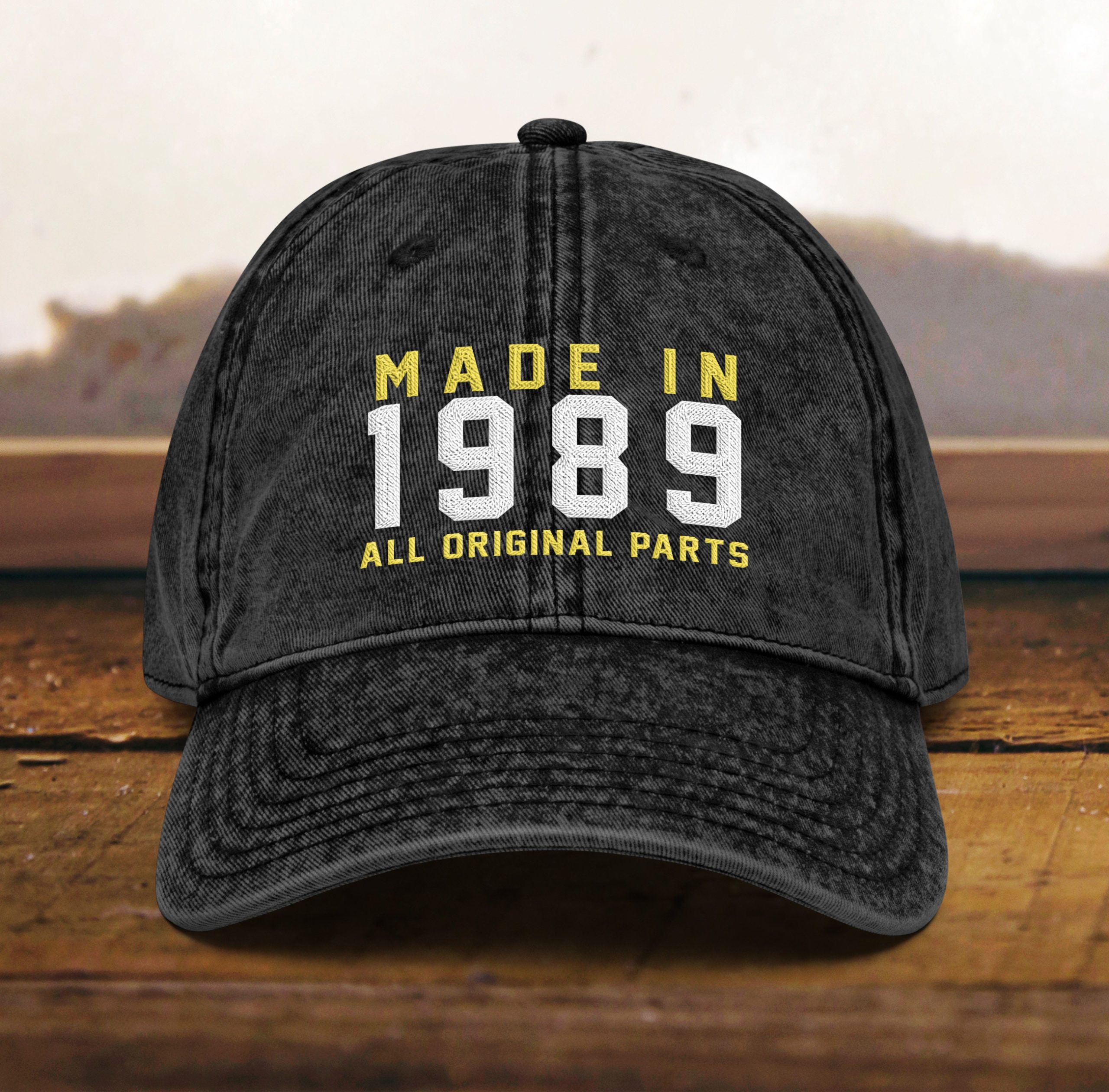 mütze zum 35. geburtstag vintage stil, bestickt, geboren 1989, baumwoll twill kappe 6837 scaled