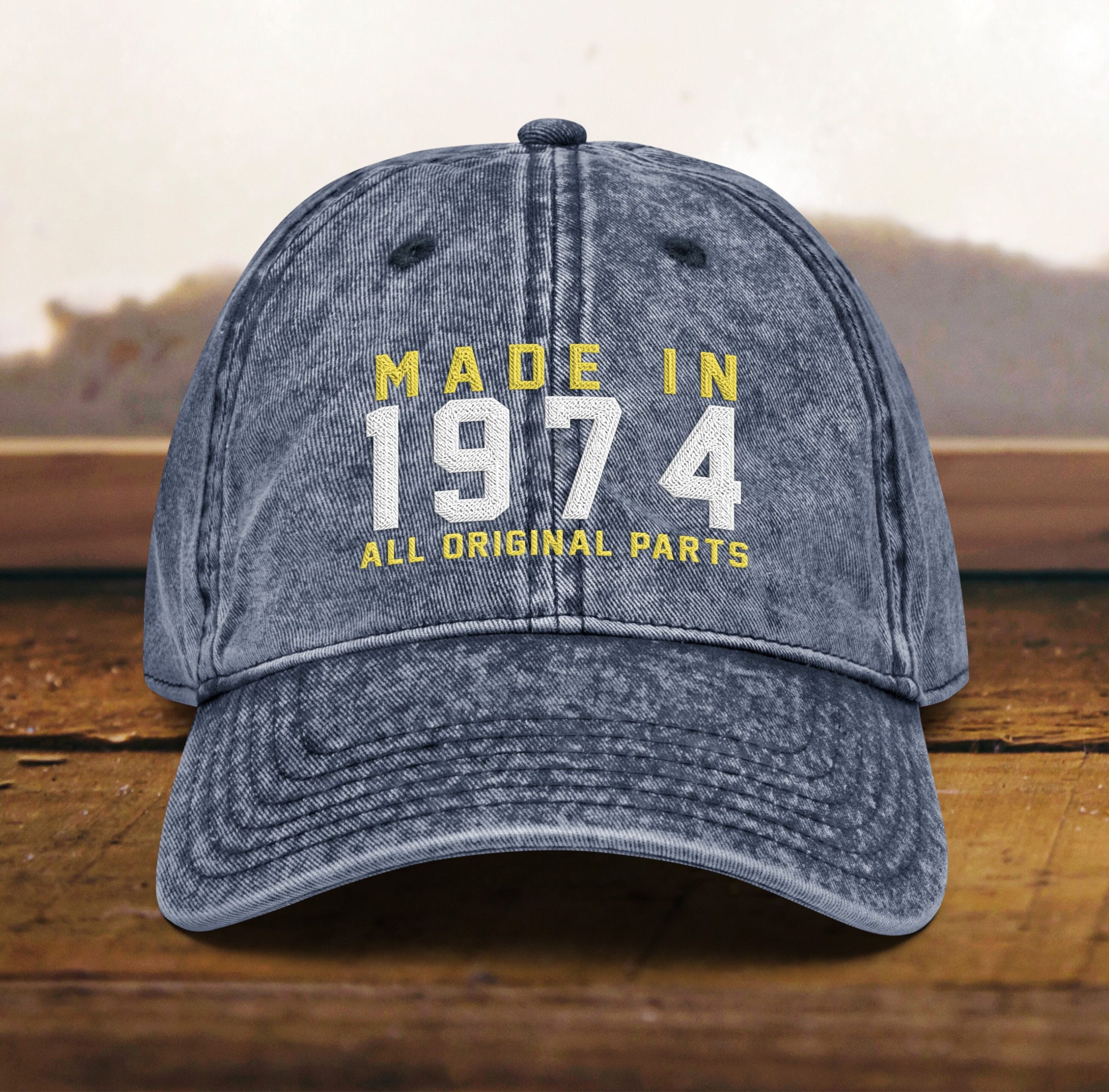 mütze zum 50. geburtstag bestickte vintage mütze, geboren 1974, baumwoll twill kappe 2461 scaled