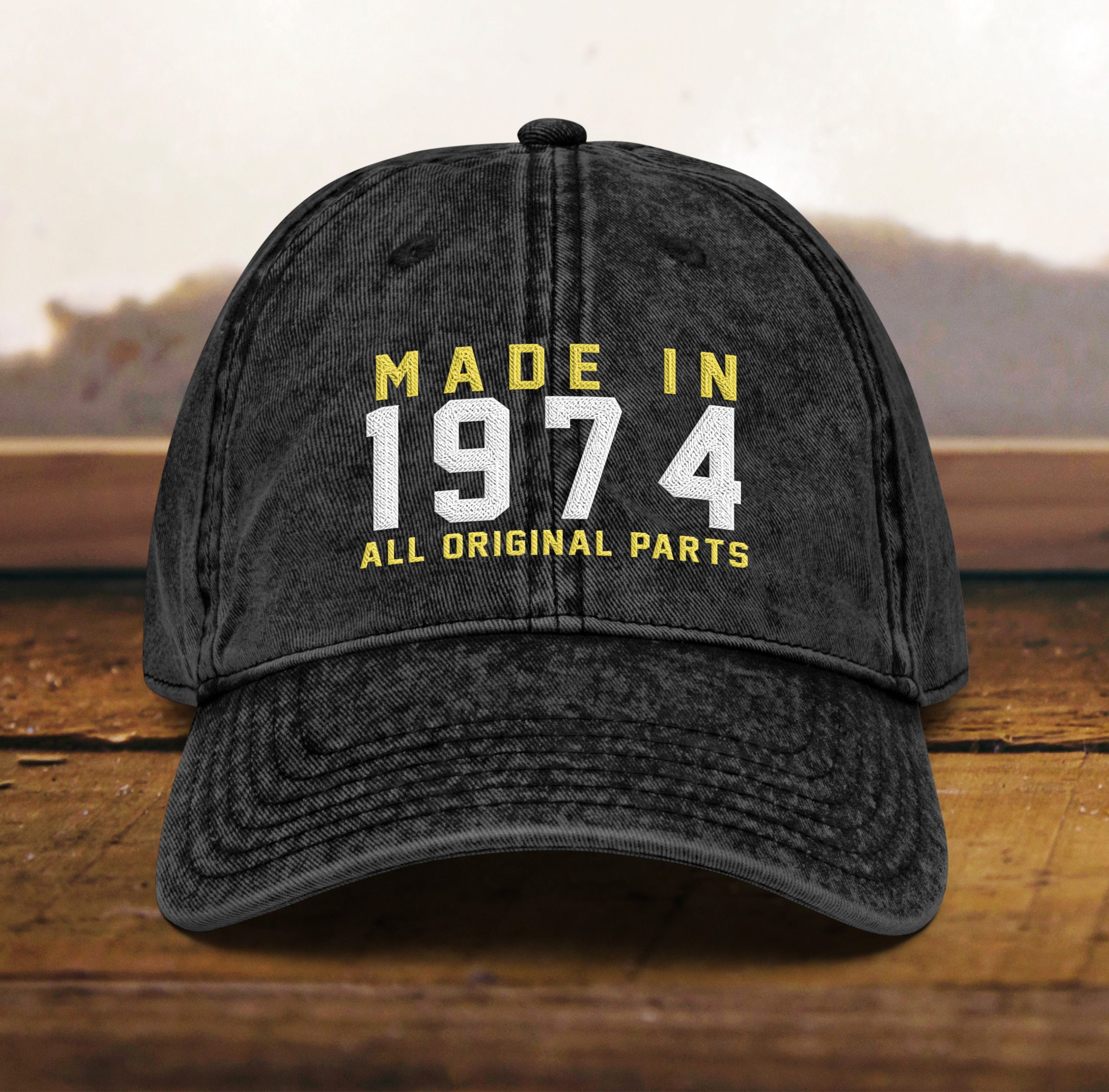 mütze zum 50. geburtstag bestickte vintage mütze, geboren 1974, baumwoll twill kappe 4934 scaled