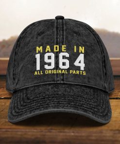 mütze zum 60. geburtstag vintage stil, bestickt, geboren 1964, baumwoll twill kappe 1636