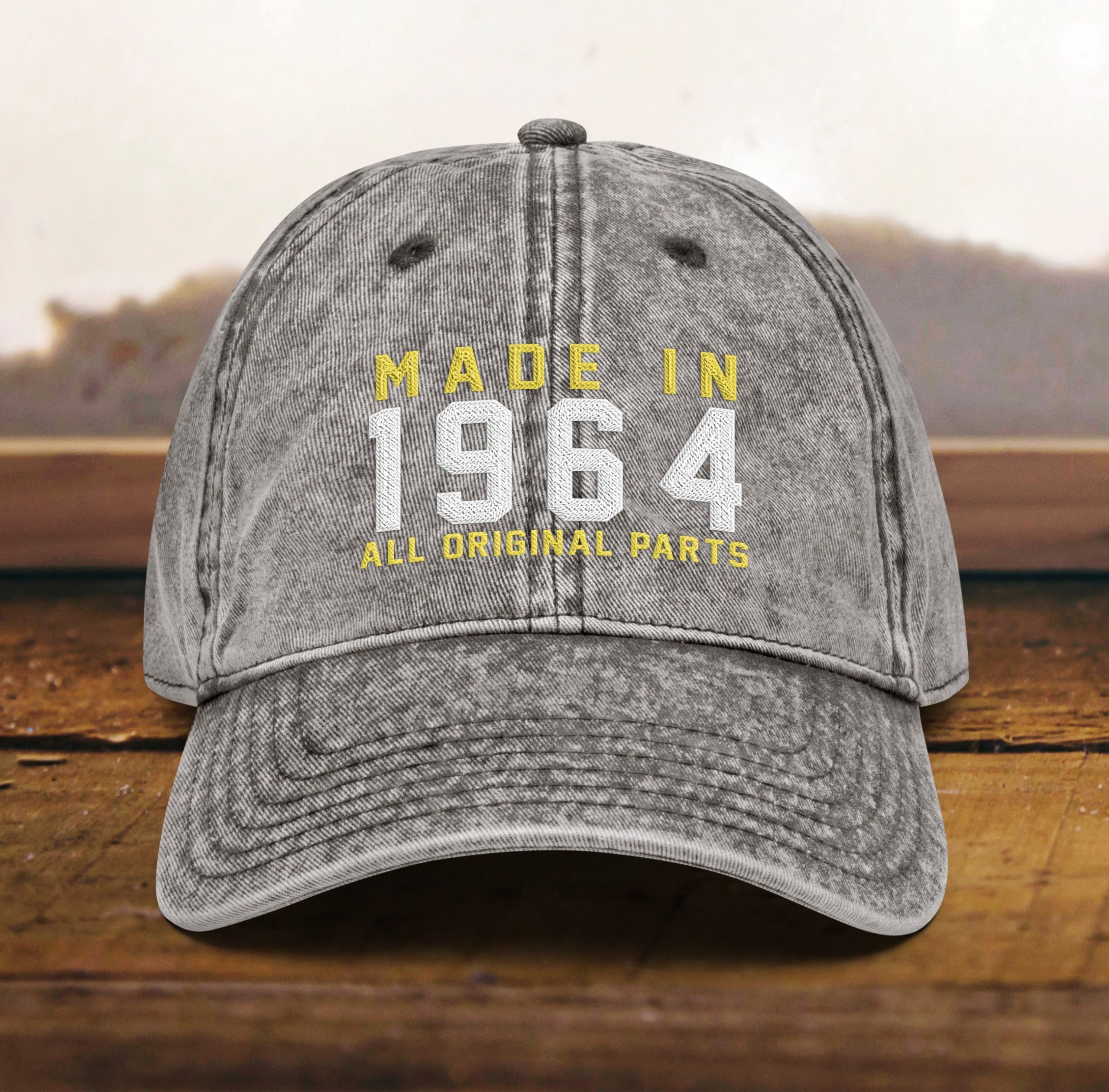 mütze zum 60. geburtstag vintage stil, bestickt, geboren 1964, baumwoll twill kappe 6451 scaled