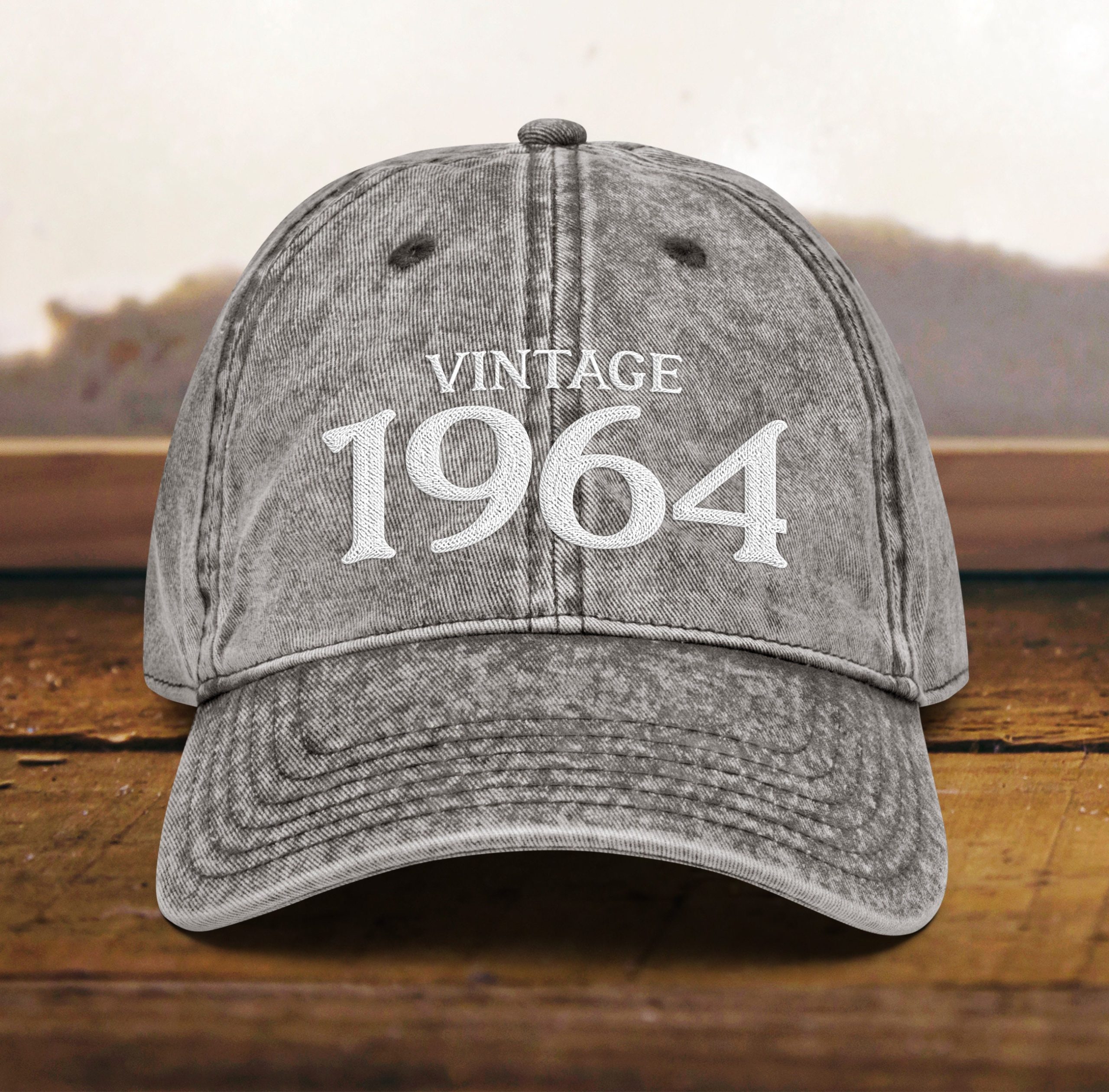 mütze zum 60. geburtstag vintage stil, bestickt, papamütze, geboren 1964, vintage baumwoll twill kappe, geschenk zum 60. geburtstag 2369 scaled