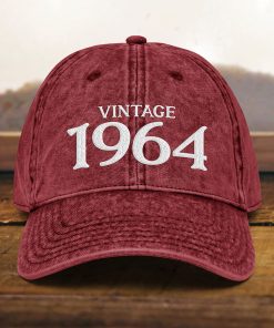 mütze zum 60. geburtstag vintage stil, bestickt, papamütze, geboren 1964, vintage baumwoll twill kappe, geschenk zum 60. geburtstag 8457