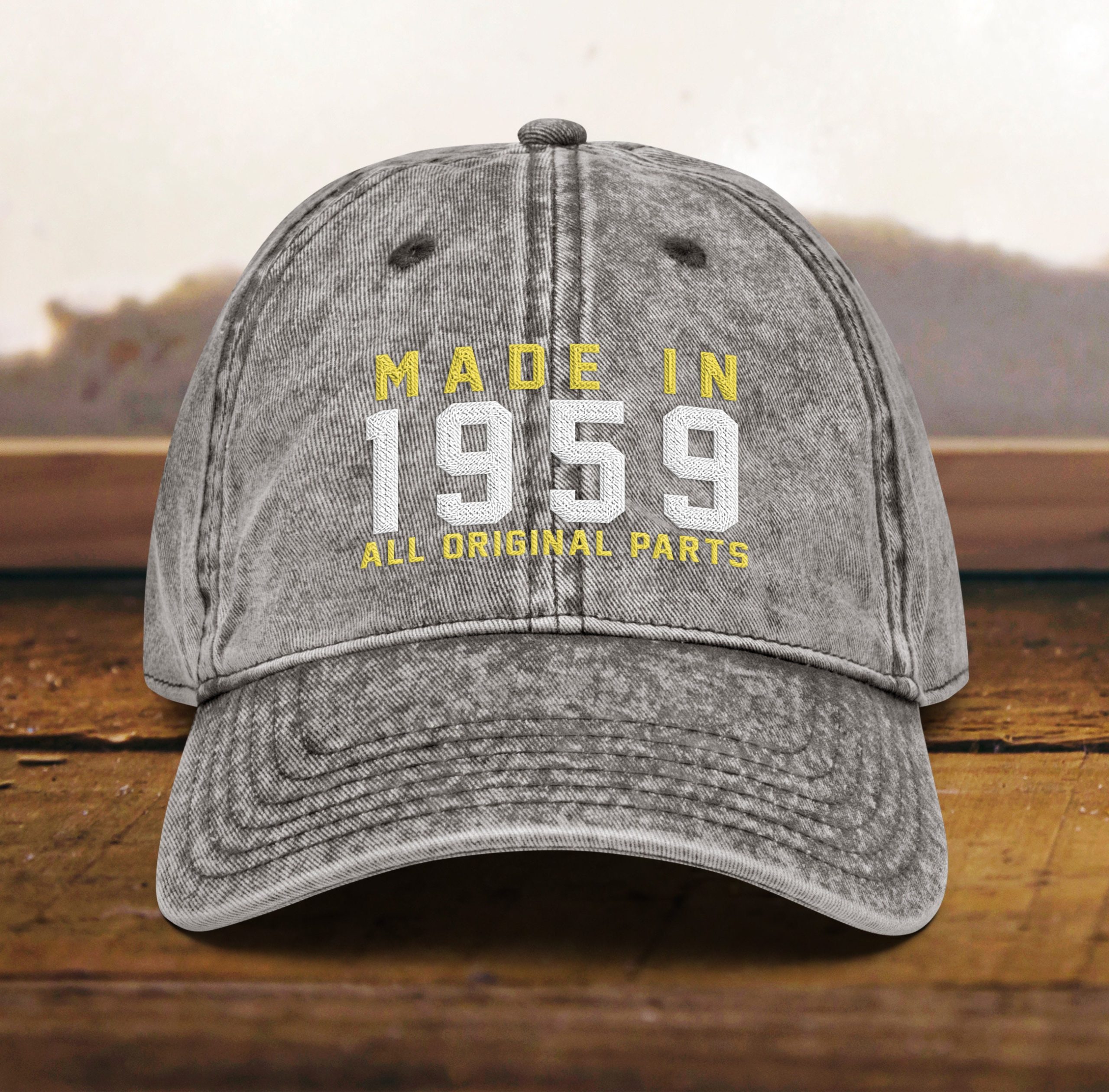 mütze zum 65. geburtstag vintage stil, bestickt, geboren 1959, baumwoll twill kappe 6461 scaled