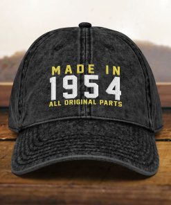 mütze zum 70. geburtstag vintage stil, bestickt, geboren 1954, baumwoll twill kappe 5725