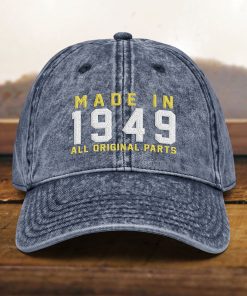 mütze zum 75. geburtstag vintage stil, bestickt, geboren 1949, baumwoll twill kappe 1349