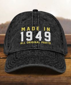 mütze zum 75. geburtstag vintage stil, bestickt, geboren 1949, baumwoll twill kappe 4104