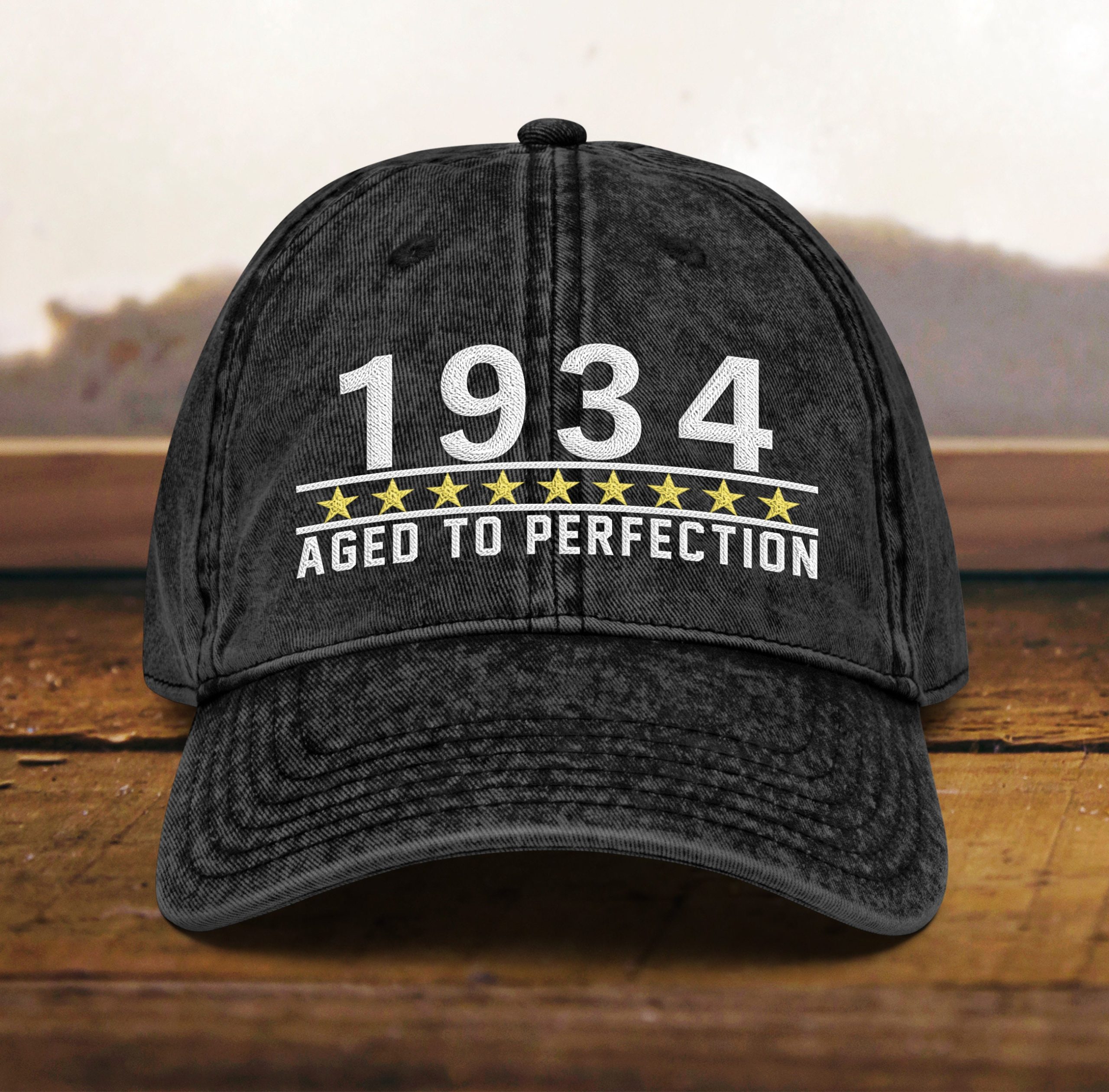 papa mütze zum 90. geburtstag vintage design, bestickt, geschenk für männer und frauen, jahrgang 1934, baumwoll twill kappe 3353 scaled