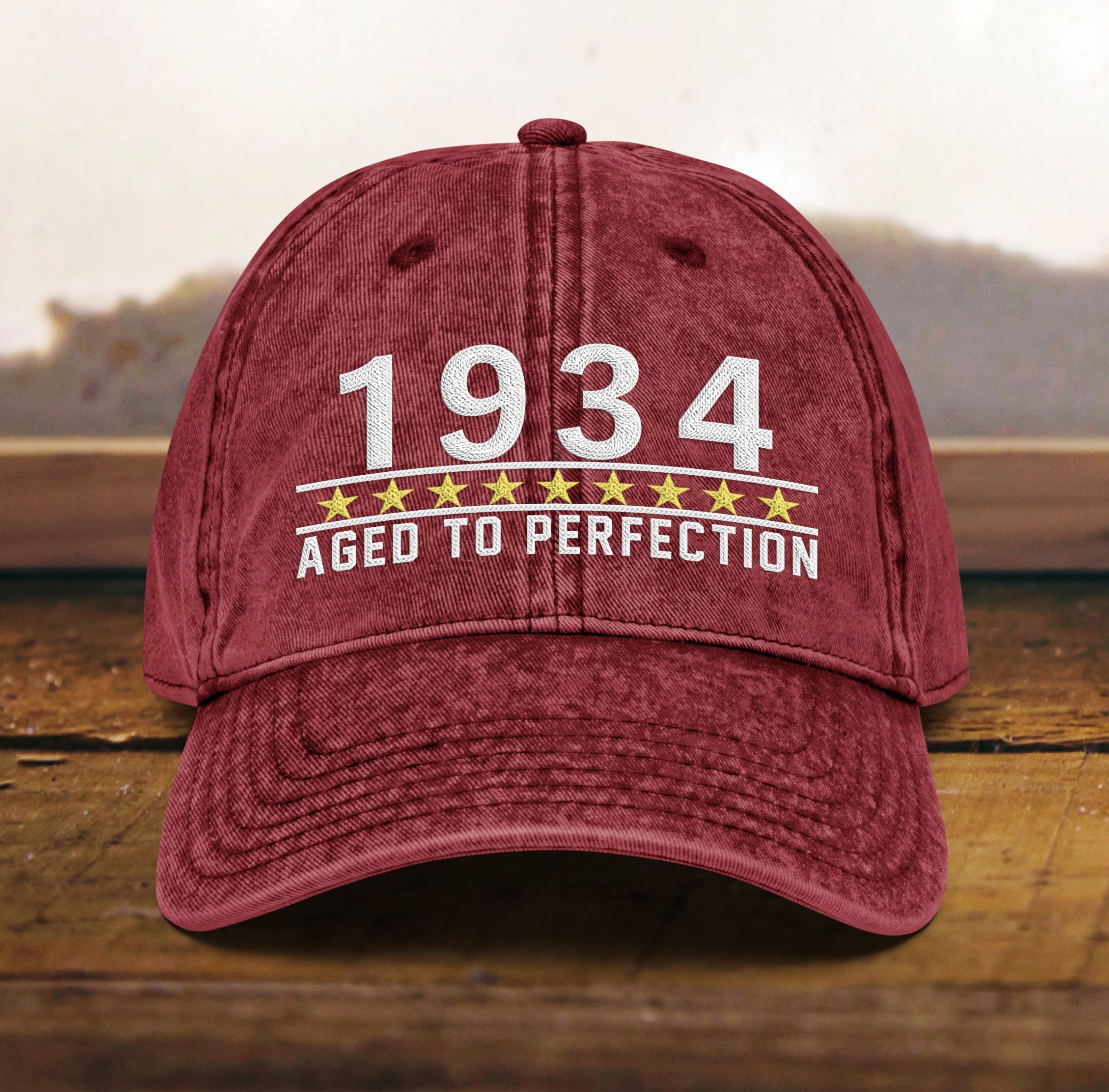 papa mütze zum 90. geburtstag vintage design, bestickt, geschenk für männer und frauen, jahrgang 1934, baumwoll twill kappe 7781 scaled