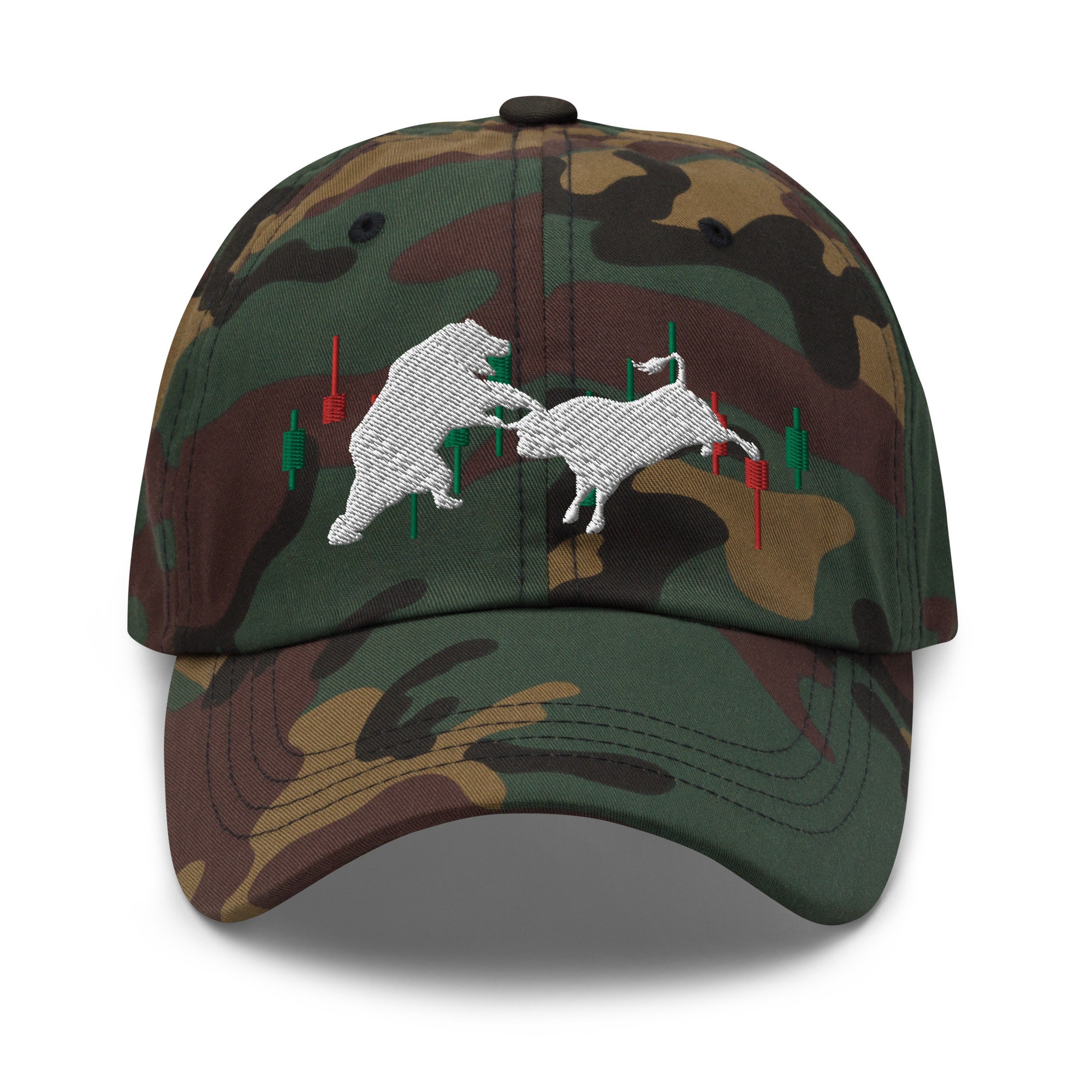 Bulle Bär Kerzen Besticktes Verstellbares Baseball Hut Dad Hut Krypto Trading Forex Börse Day Trader Geschenk.