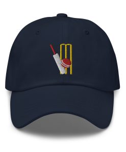 cricket schläger und ball – bestickter verstellbarer hut für cricket fans und geschenke 2064