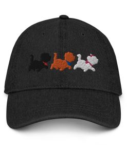 jeder will eine katze sein besticktes verstellbares relaxed fit denim themenpark hut. 7235