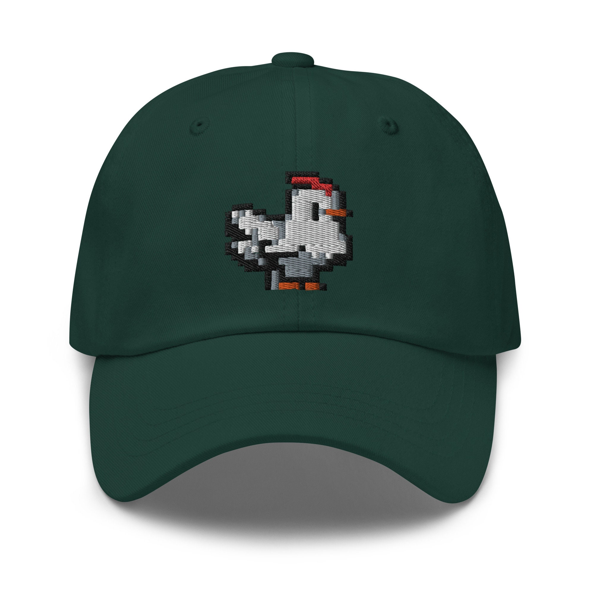 Pixel Huhn Bestickte Verstellbare Entspannte Passform Baseballkappe Dad Hat Videospiel Hut Videospiel Geschenk.