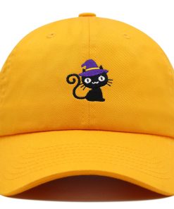 Halloween Katze Premium Vaterhut Gestickte Baseballkappe Niedlich halloween katze premium vaterhut gestickte baseballkappe niedlich 5984
