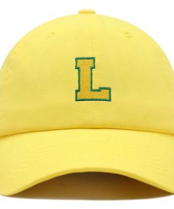 initial l college letter premium vaterhut gestickte baumwoll baseballkappe gelbes alphabet 1528