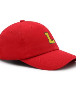 initial l college letter premium vaterhut gestickte baumwoll baseballkappe gelbes alphabet 2604