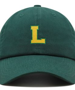 initial l college letter premium vaterhut gestickte baumwoll baseballkappe gelbes alphabet 6023
