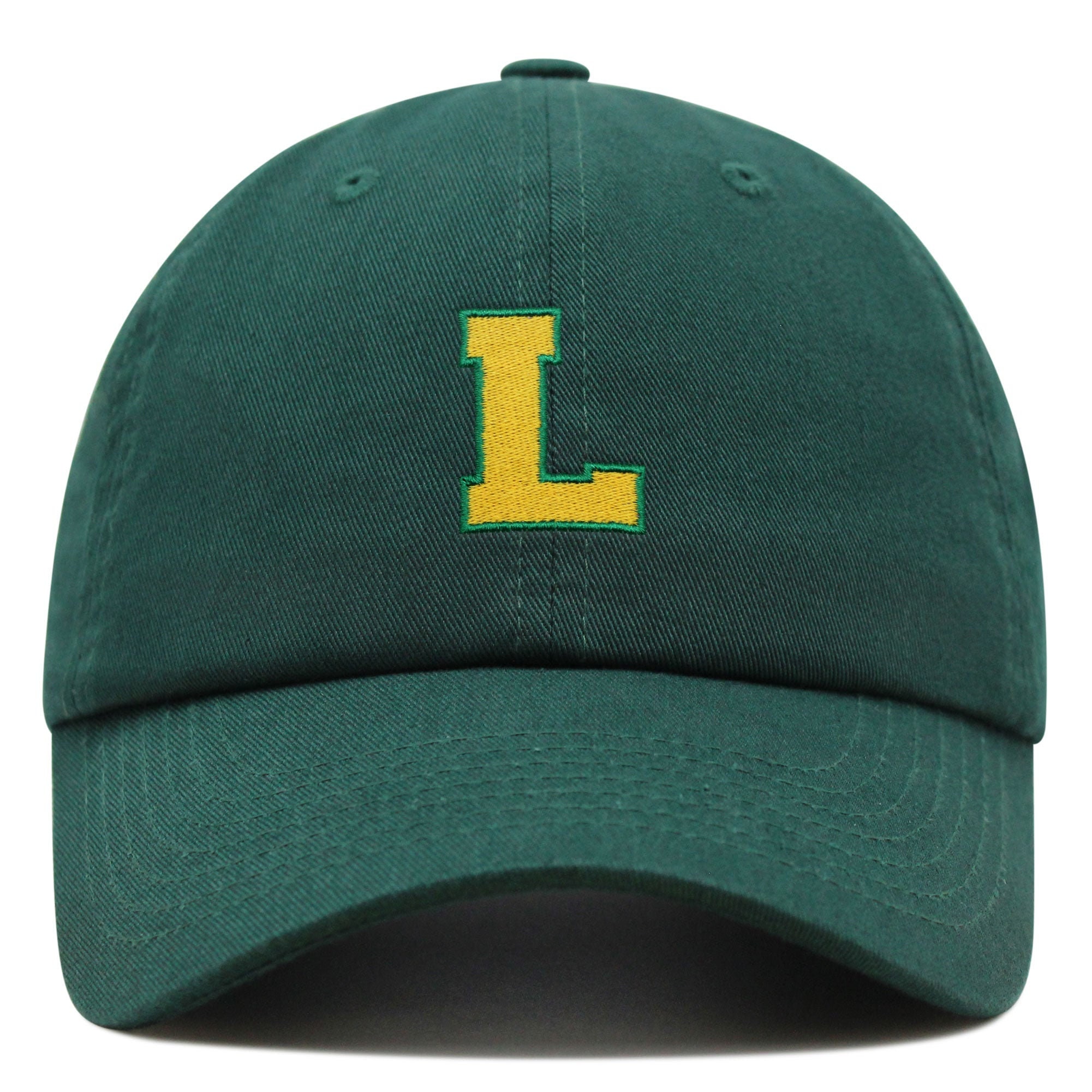 initial l college letter premium vaterhut gestickte baumwoll baseballkappe gelbes alphabet 6023