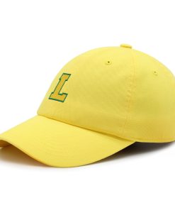 initial l college letter premium vaterhut gestickte baumwoll baseballkappe gelbes alphabet 6317
