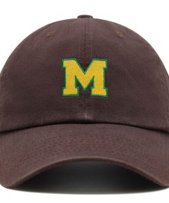 initial m college letter premium vaterhut gestickte baumwoll baseballkappe gelbes alphabet 4476