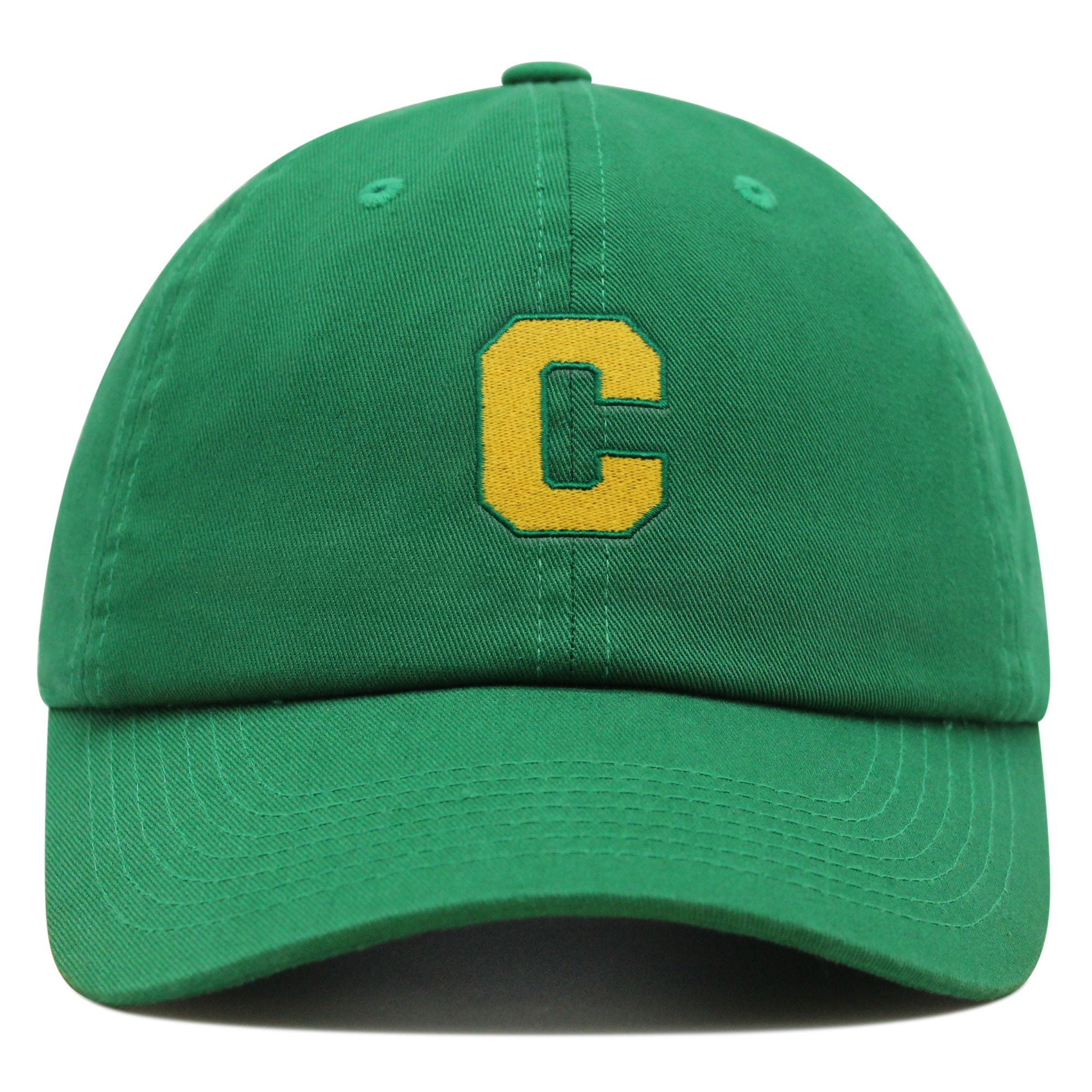 initialen c college buchstabe premium vaterhut gestickte baumwoll baseballkappe gelbes alphabet 6034
