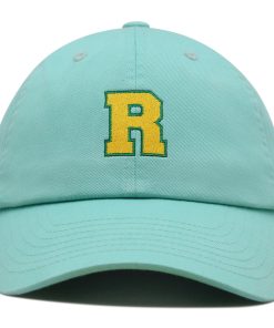 initialen r college buchstabe premium vaterhut gestickte baumwoll baseballkappe gelbes alphabet 6268