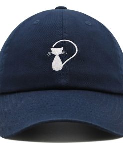 katzensilhouette premium vaterhut gestickte baumwoll baseballkappe weiße katze 1849