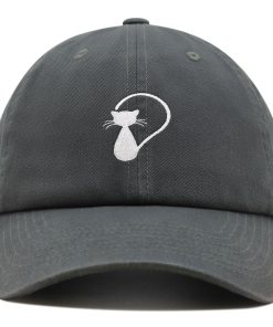 katzensilhouette premium vaterhut gestickte baumwoll baseballkappe weiße katze 2948