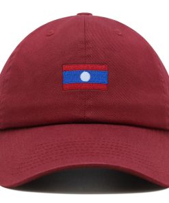 laos flagge premium vaterhut gestickte baumwoll baseballkappe länderflaggen serie 4915