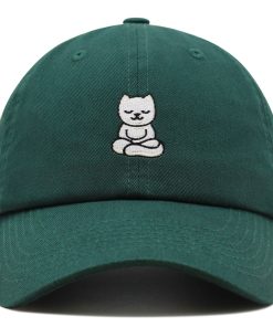 meditierende katze premium vaterhut gestickte baseballkappe yoga statue 1492