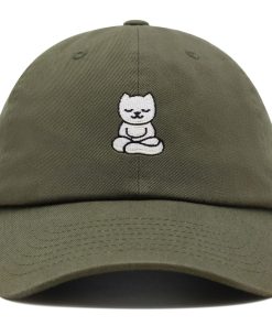 meditierende katze premium vaterhut gestickte baseballkappe yoga statue 2290