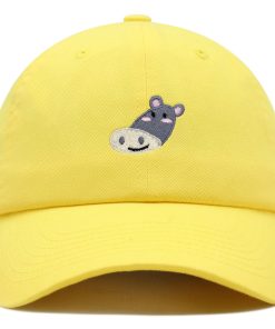 Niedliches Nilpferd Gesicht Premium Vaterhut Gestickte Baseballkappe Zoo Hippopotamus niedliches nilpferd gesicht premium vaterhut gestickte baseballkappe zoo hippopotamus 7389