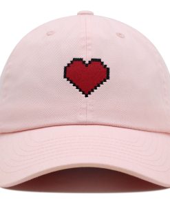 pixel herz premium vaterhut gestickte baumwoll baseballkappe 1158