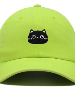 schwarze katze gesicht premium vaterhut gestickte baumwoll baseballkappe niedliches tier 2740