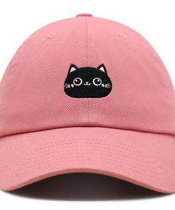 schwarze katze gesicht premium vaterhut gestickte baumwoll baseballkappe niedliches tier 7102