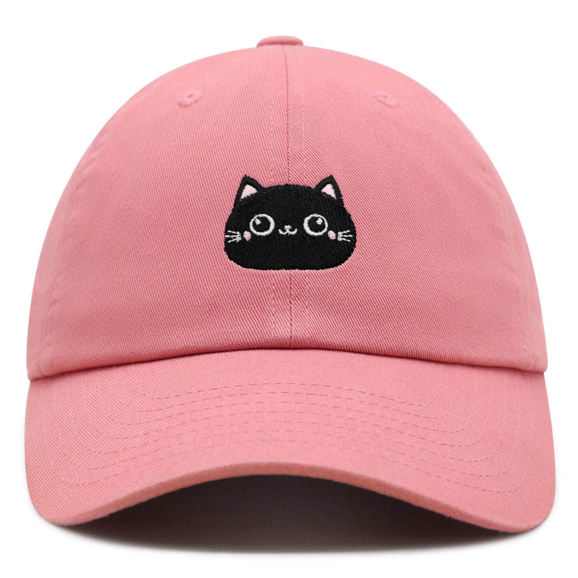 schwarze katze gesicht premium vaterhut gestickte baumwoll baseballkappe niedliches tier 7102