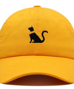 Schwarze Ägyptische Katze Premium Vaterhut Gestickte Baseballkappe Kätzchen schwarze ägyptische katze premium vaterhut gestickte baseballkappe kätzchen 2843