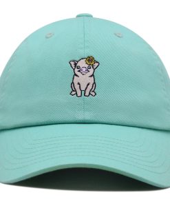 schwein mit blumen haarnadel premium vaterhut gestickte baumwoll baseballkappe niedlich 2821