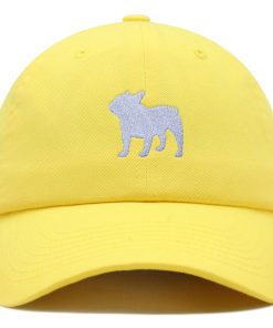 silhouette französische bulldogge premium vaterhut gestickte baumwoll baseballkappe umriss 3676