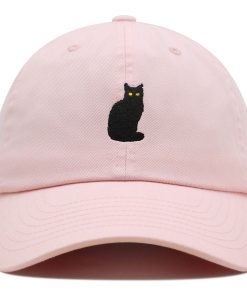 sitzende schwarze katze premium vaterhut gestickte baumwoll baseballkappe niedliches kätzchen 5401