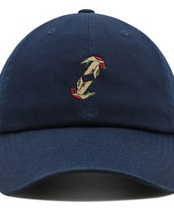 zwei vögel premium vaterhut gestickte baumwoll baseballkappe fliegender vogel 7019