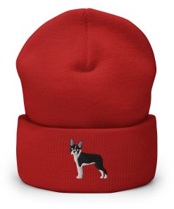 boston terrier bestickte warme umgeschlagene hut boston terrier geschenk 5518