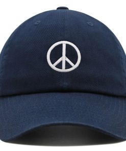 friedenssymbol premium vaterhut gestickte baumwoll baseballkappe in weiß 8115