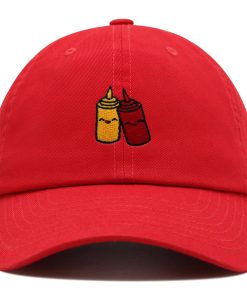 Ketchup und Senf Premium Vaterhut Gestickte Baseballkappe mit Saucen Design ketchup und senf premium vaterhut gestickte baseballkappe mit saucen design 8516