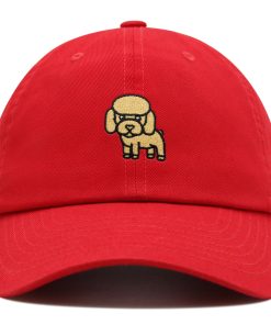 niedlicher pudel premium vaterhut gestickte baumwoll baseballkappe mit welpen 1857