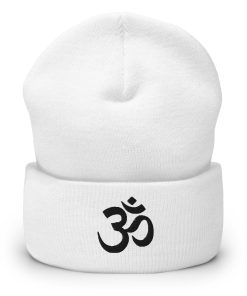 om symbol bestickte warme winter umgeschlagene hut yoga beanie 3420