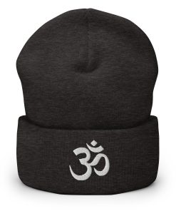 om symbol bestickte warme winter umgeschlagene hut yoga beanie 3941